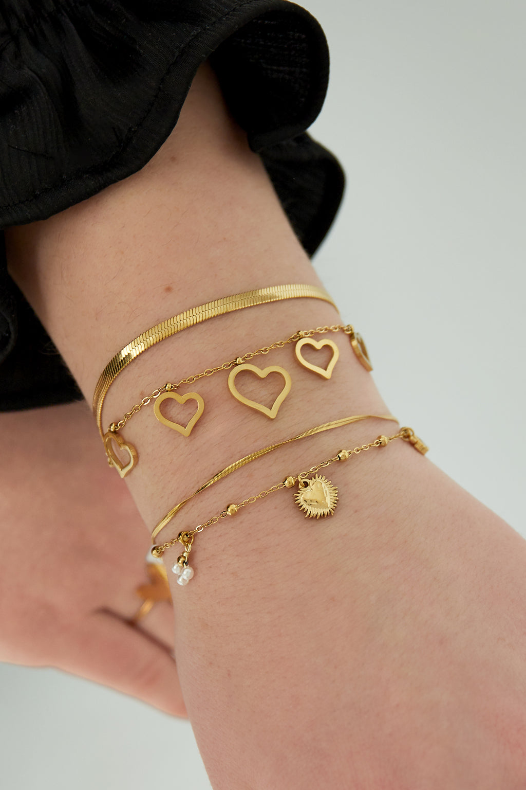 Bracelet “Double Heart” Doré – Romantique & Tendance