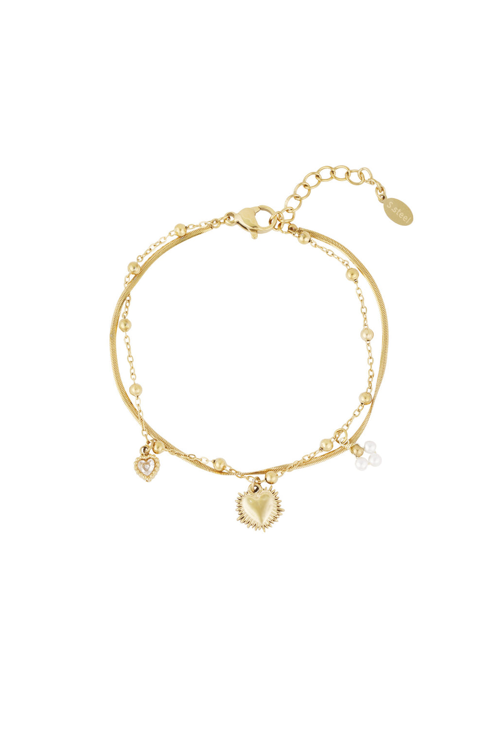 Bracelet “Double Heart” Doré – Romantique & Tendance